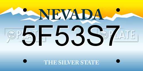 5F53S7 Nevada License Plate