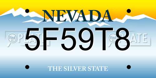 5F59T8 Nevada License Plate