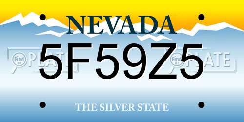 5F59Z5 Nevada License Plate