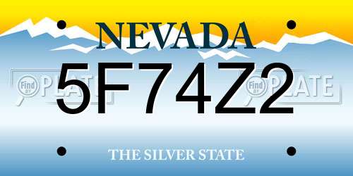 5F74Z2 Nevada License Plate