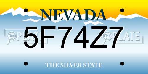 5F74Z7 Nevada License Plate