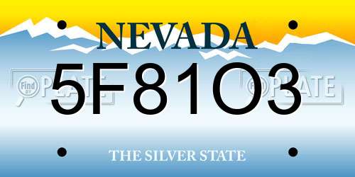 5F81O3 Nevada License Plate