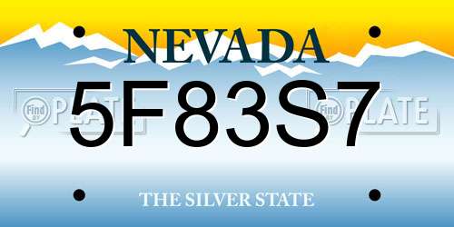 5F83S7 Nevada License Plate