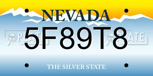 5F89T8 Nevada License Plate
