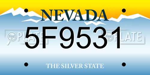 5F9531 Nevada License Plate