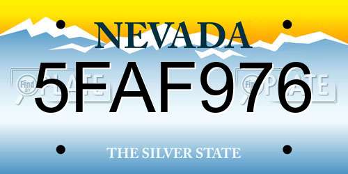 5FAF976 Nevada License Plate