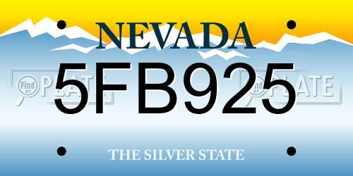 5FB925 Nevada License Plate