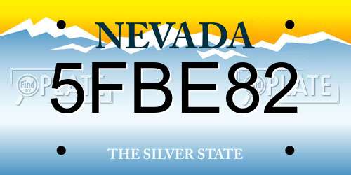 5FBE82 Nevada License Plate