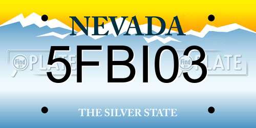 5FBI03 Nevada License Plate