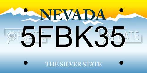 5FBK35 Nevada License Plate