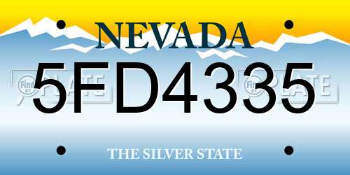 5FD4335 Nevada License Plate