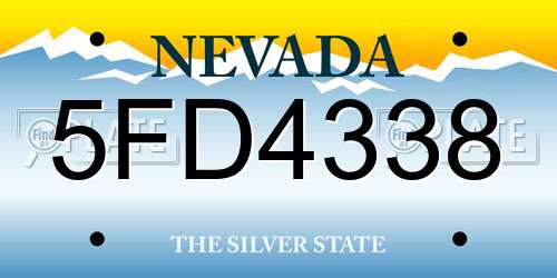 5FD4338 Nevada License Plate