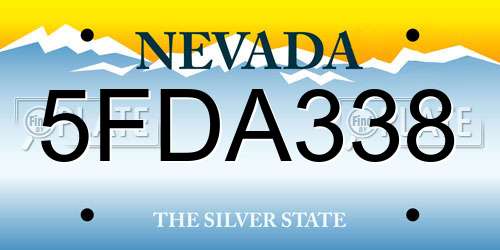 5FDA338 Nevada License Plate