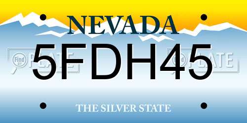 5FDH45 Nevada License Plate