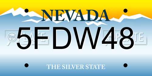 5FDW48 Nevada License Plate