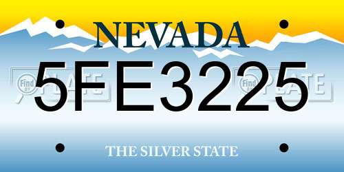 5FE3225 Nevada License Plate