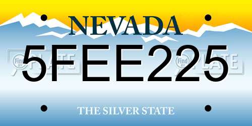 5FEE225 Nevada License Plate