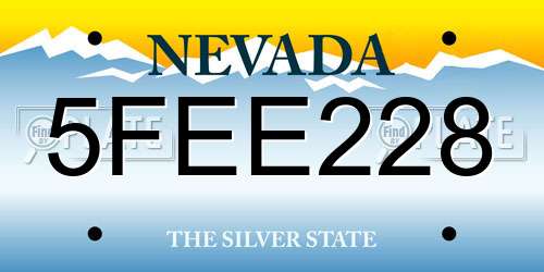 5FEE228 Nevada License Plate