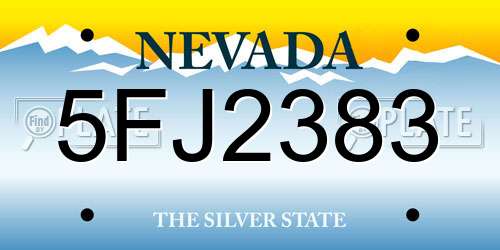 5FJ2383 Nevada License Plate
