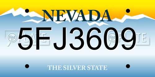 5FJ3609 Nevada License Plate