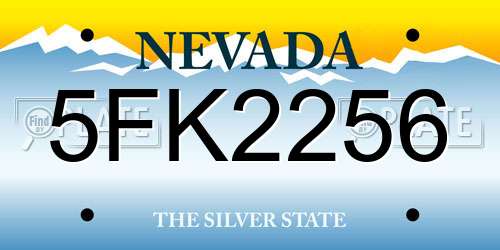 5FK2256 Nevada License Plate