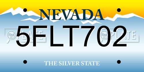 5FLT702 Nevada License Plate