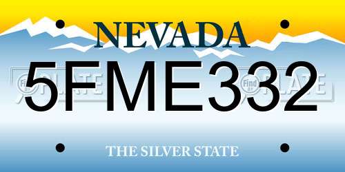 5FME332 Nevada License Plate