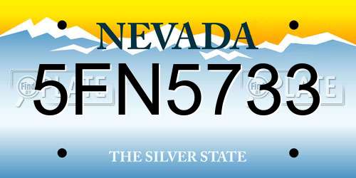 5FN5733 Nevada License Plate