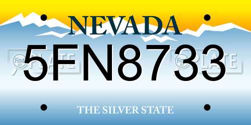 5FN8733 Nevada License Plate