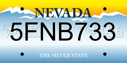 5FNB733 Nevada License Plate