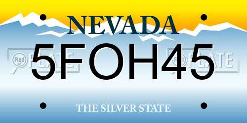 5FOH45 Nevada License Plate