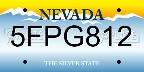 5FPG812 Nevada License Plate