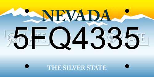 5FQ4335 Nevada License Plate