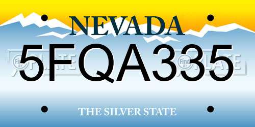 5FQA335 Nevada License Plate