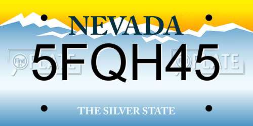 5FQH45 Nevada License Plate