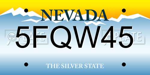 5FQW45 Nevada License Plate