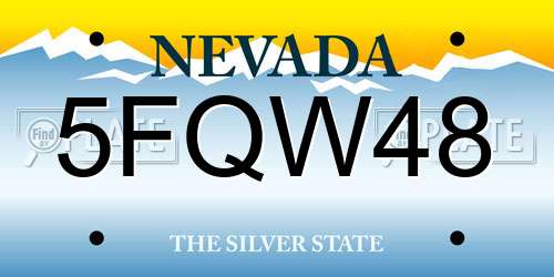 5FQW48 Nevada License Plate