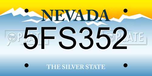 5FS352 Nevada License Plate