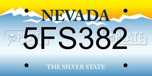 5FS382 Nevada License Plate
