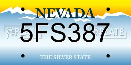 5FS387 Nevada License Plate