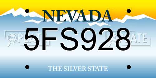 5FS928 Nevada License Plate