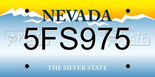 5FS975 Nevada License Plate