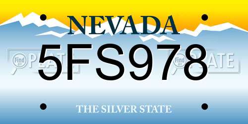 5FS978 Nevada License Plate