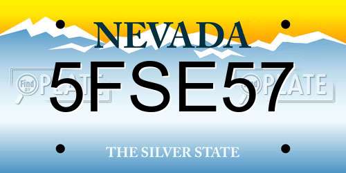 5FSE57 Nevada License Plate