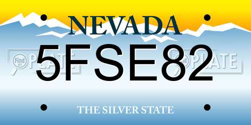 5FSE82 Nevada License Plate