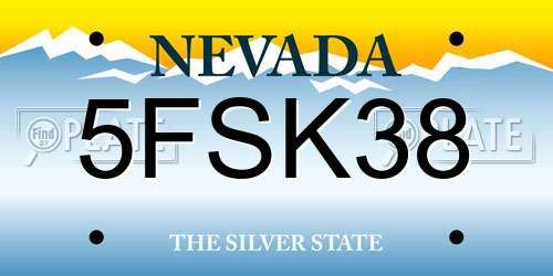 5FSK38 Nevada License Plate
