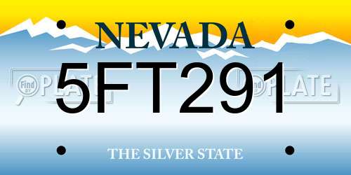 5FT291 Nevada License Plate
