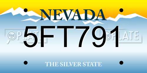 5FT791 Nevada License Plate