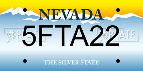 5FTA22 Nevada License Plate