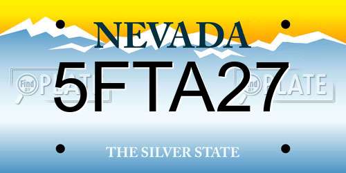 5FTA27 Nevada License Plate